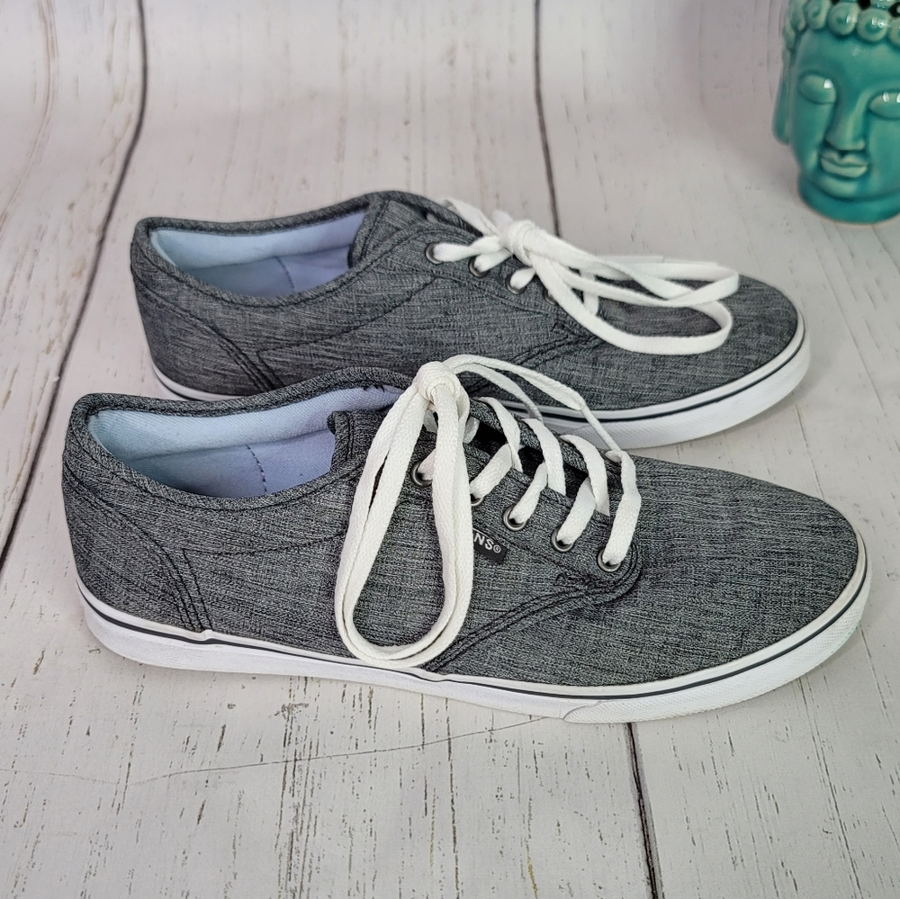 Vans Classic Canvas Gray/White Low Top Skate Casual Shoe Women's Size 6.5 - Picture 2 of 14